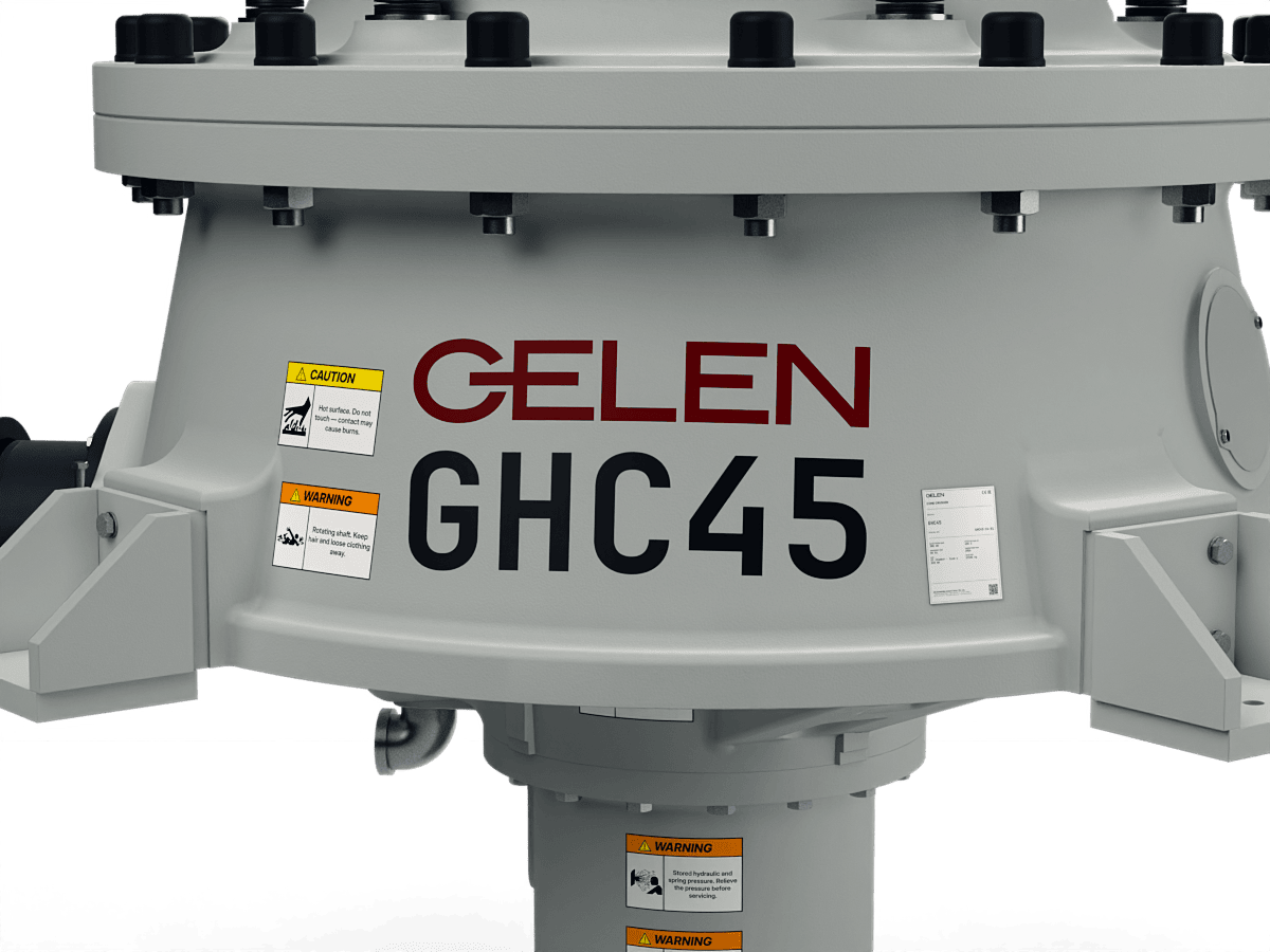 Concasseur à cônes GELEN GHC40 — plaque et marquage du modèle