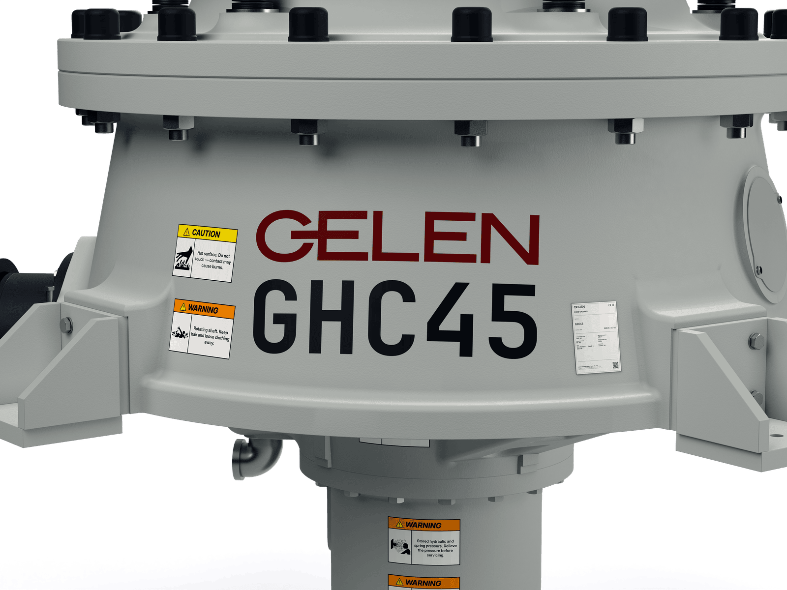 GELEN GHC45 cone crusher — nameplate and model marking