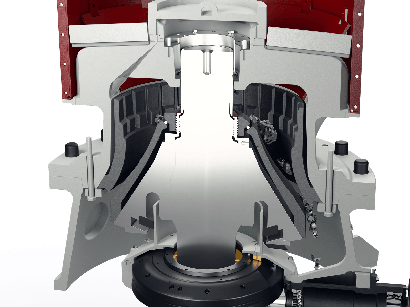 GELEN GHC45 cone crusher — cutaway through the working chamber