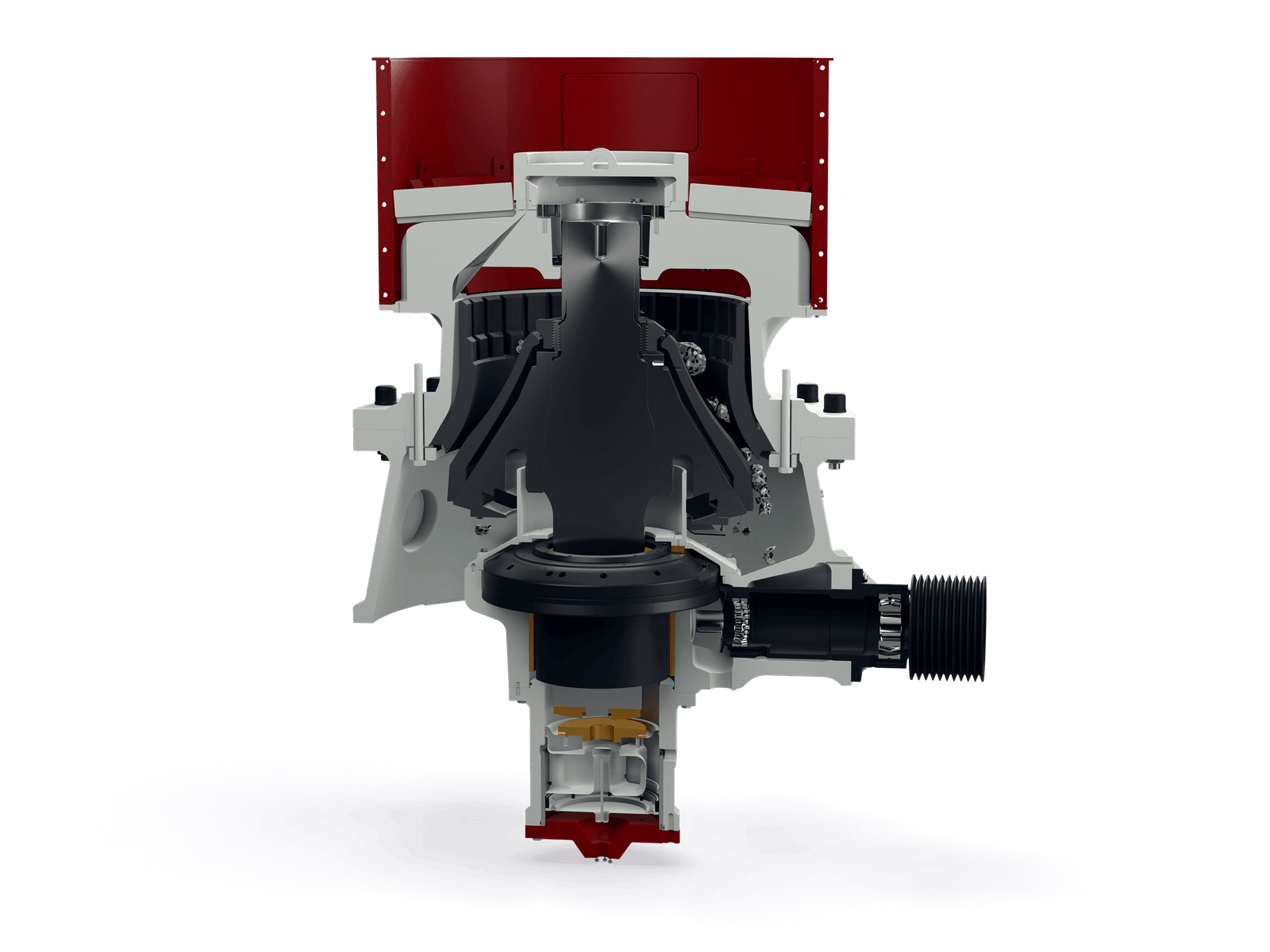 GELEN GHC45 cone crusher — cutaway from below