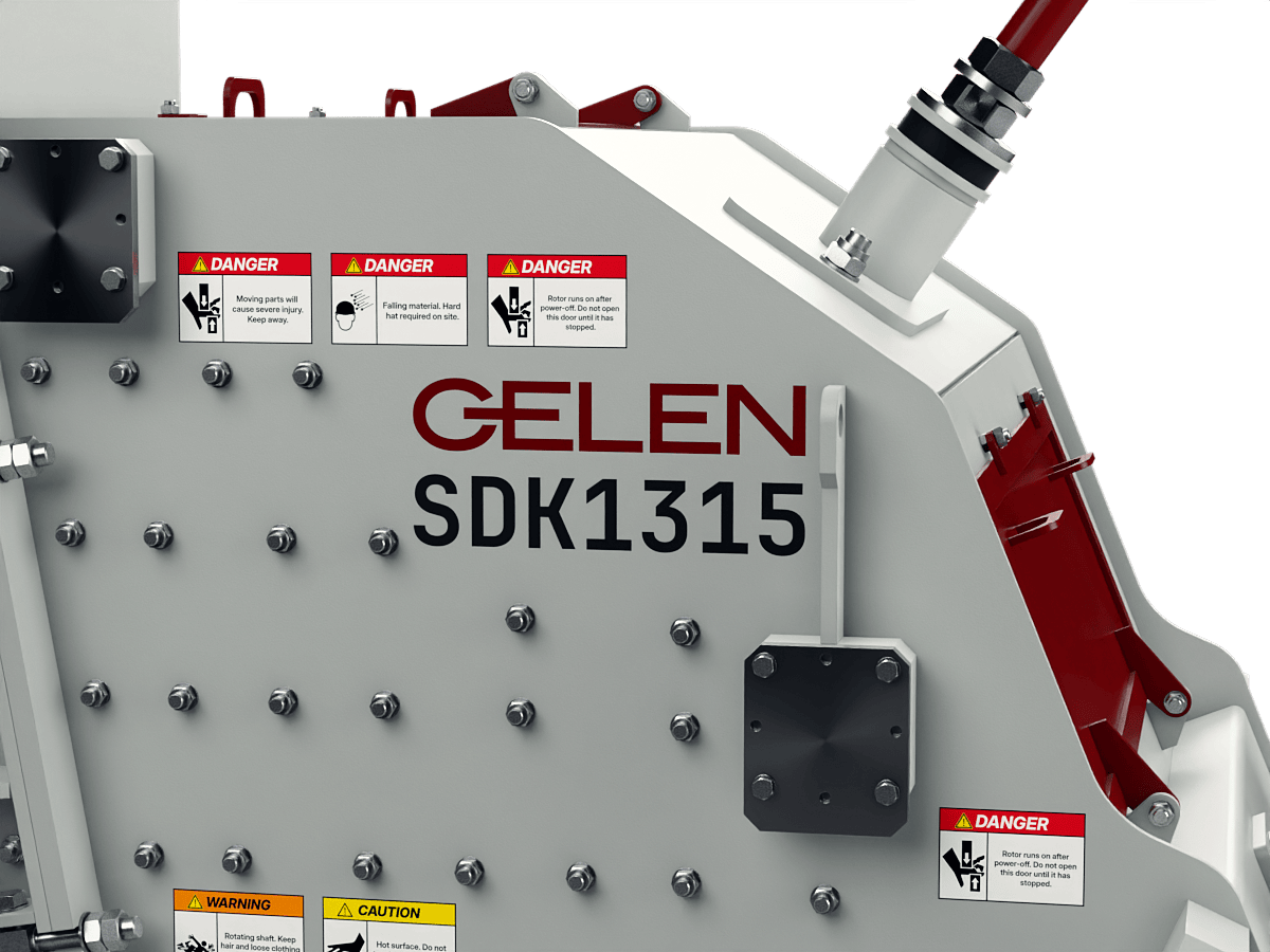 GELEN SDK1315 secondary impact crusher — nameplate and model marking