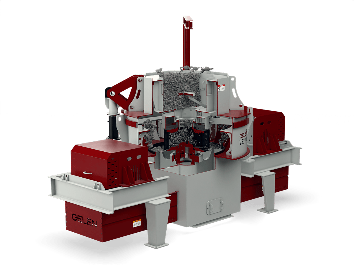 GELEN VSI900 vertical shaft impact crusher — cutaway from below