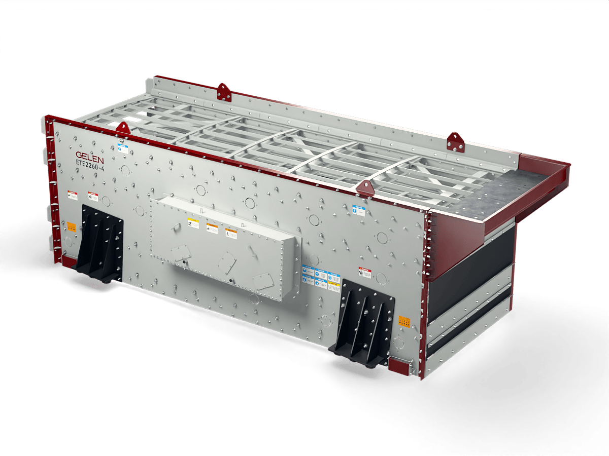 GELEN ETE2260 four-deck horizontal vibrating screen — feed side