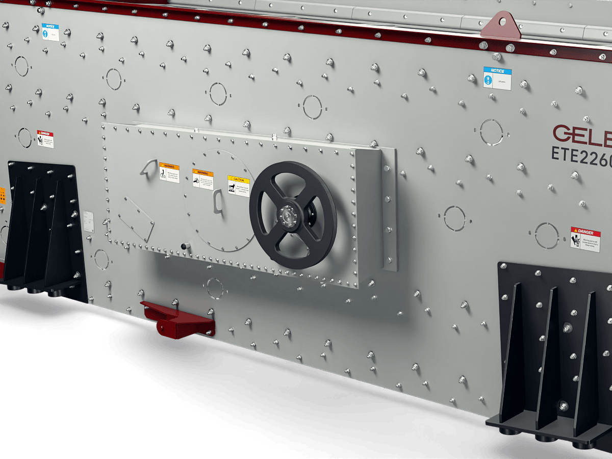 GELEN ETE2260 four-deck horizontal vibrating screen — drive sheave