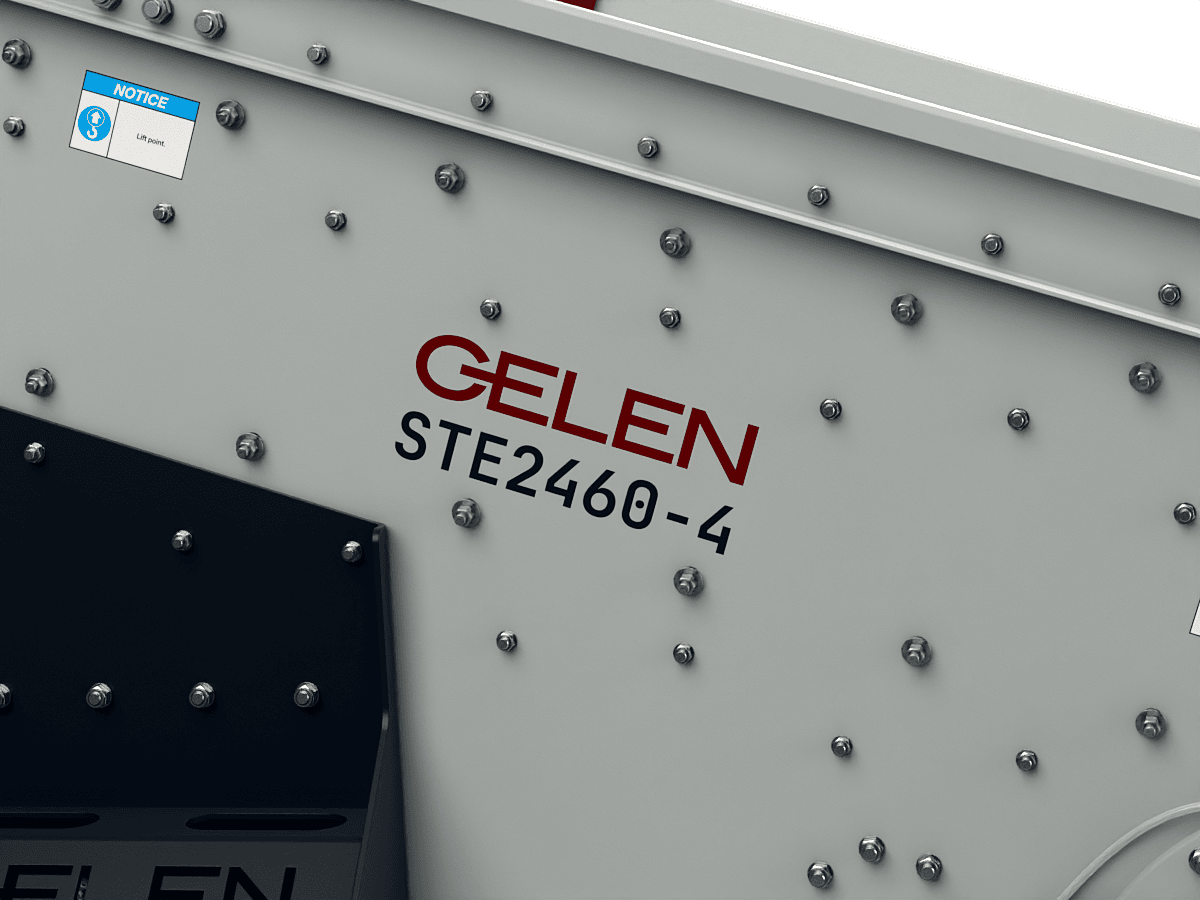 GELEN STE2460 four-deck inclined vibrating screen — nameplate and model marking