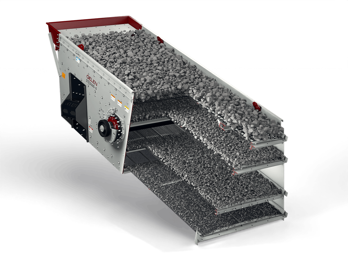 GELEN STE2460 four-deck inclined vibrating screen — cutaway from below